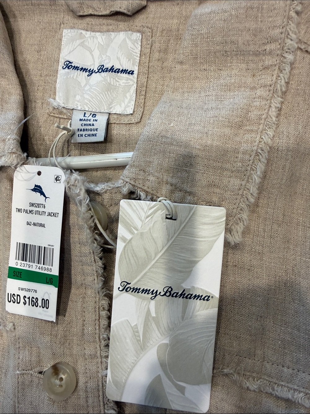 NWT Tommy Bahama Natural Beige Linen Drawstring Utility Jacket - Large - Picture 2 of 7